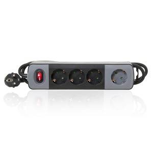 Prailgintojas elektros 1.5 m 4 lizdų su įžeminimu ir jungtuku GCBK04B