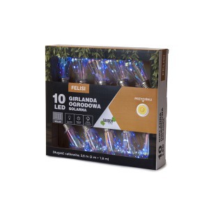 Girlianda sodo su saulės baterija 2+1,8 m 10LED balta šalta sp. FELISI SOL3552