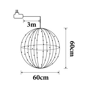 Burbulas 400LED D60cm šilta balta sp. 871129203100