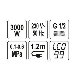 Šildytuvas/maišytuvas vandens elektrinis 3000W LED KATLA-2 75922 FALA