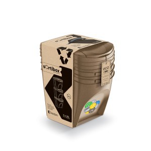 Šiukšliadėžės rūšiavimui 3 vnt x 25 l (1 vnt - 39x29x46 cm) Sortibox ECO KEDEN