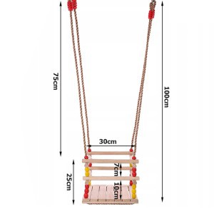 Sūpynės vaikiškos medinės 30x30 cm, virvės 75 cm 27115