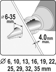 Grąžtas skylės platinimui pakopinis  6-35 mm YT-44739 YATO