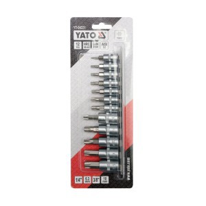 Galvučių-antgalių rinkinys TORX 1/4" T8-T30 3/8" T40-T55 12 vnt. YT-04331 YATO