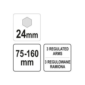 Bako jutiklio veržliaraktis 75-60 mm 24 mm YT-06288 YATO