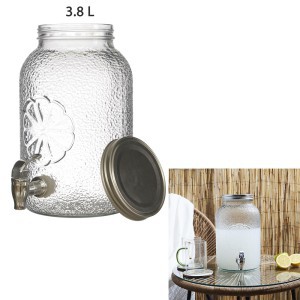 Indas stiklinis skysčiams su kraniuku 3,8 l talpos Home Deco KA0168