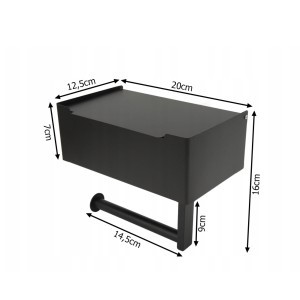 Laikiklis tualetinio popieriaus su lentynėle, juoda sp. 12.5x20x16 cm 27133
