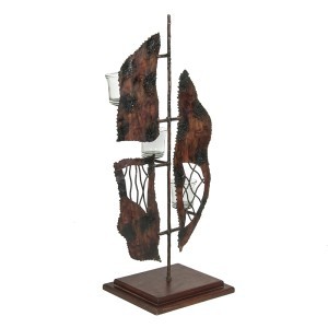 Žvakidė metalinė 3 žvakėms rankų darbo   h 57 cm