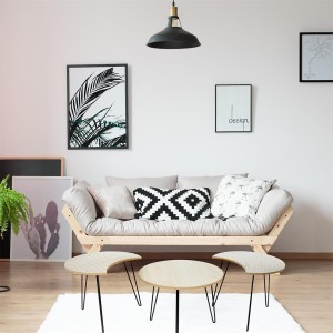 Staliukų kompektas 3 vnt  45x36x45 cm balti mediniai Home Deco HD3881