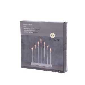 Žvakidė su 7 LED žvakėmis metalinė, baltos sp. 32x5,5x35,5 cm Finnlumor 610332