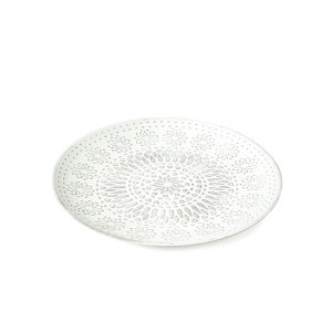 Dekoratyvinis padėklas Mandala medinis D35 cm baltos spalvos Giftdecor 77953