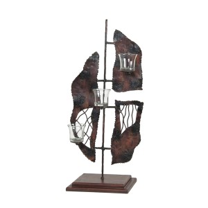 Žvakidė metalinė 3 žvakėms rankų darbo   h 57 cm