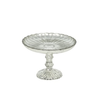 Dekoratyvinė lėkštė stiklinė sidabro spalvos h 12 cm ALLURE