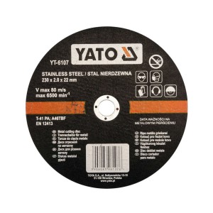 Diskas metalo ir nerūdijančio plieno pjovimo 230*2.0*22 mm YT-6107 YATO (5/25)