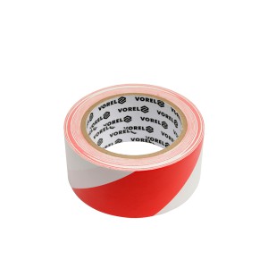 Juosta įspėjamoji raudona-balta 48 mm*33 m stipraus lipnumo PVC 75230 Vorel