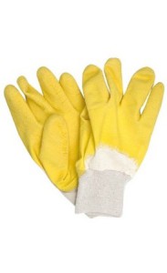 YELLOW RUBBER COATED WORK GLOVES  10,5"